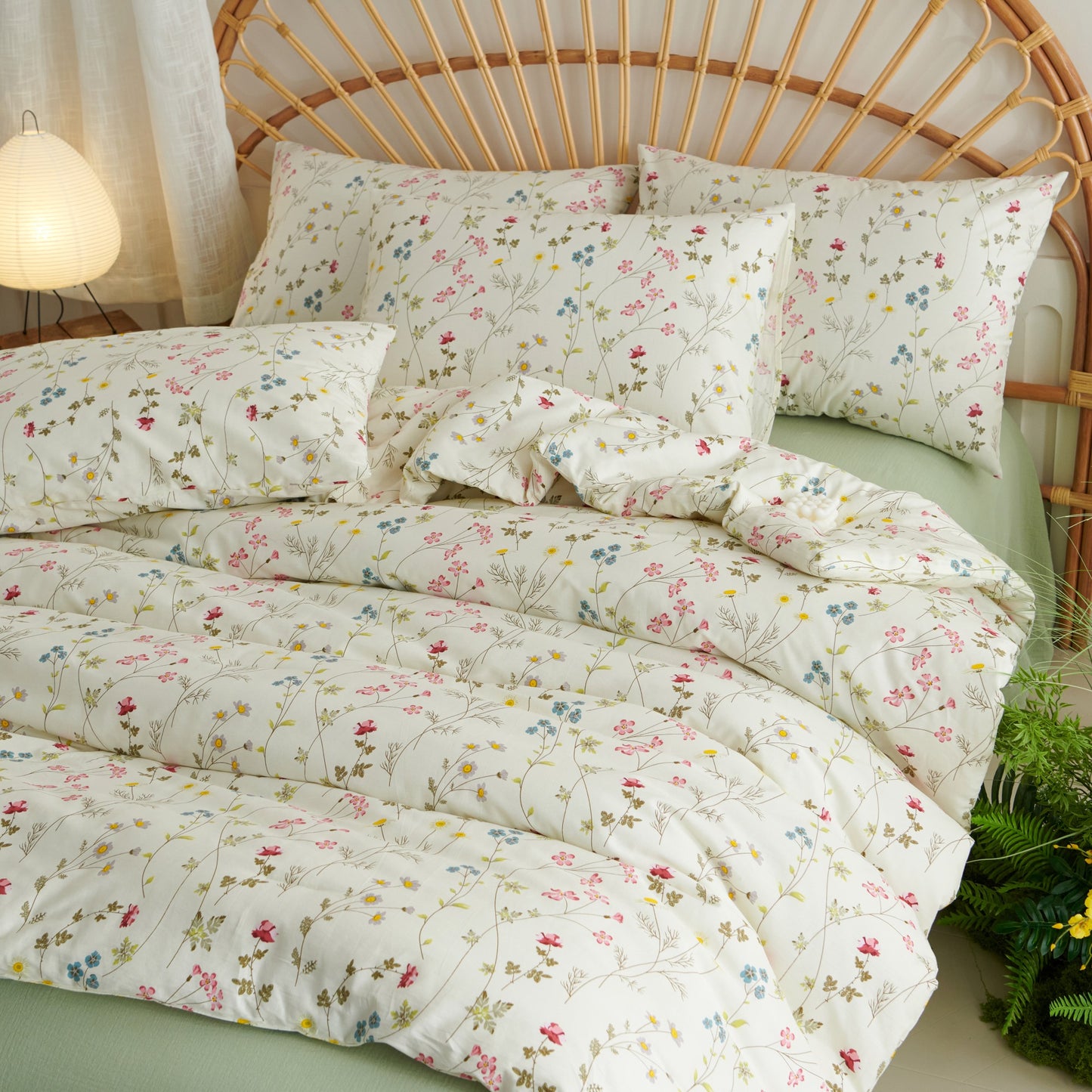JOLUSERE 100% Organic Cotton Duvet Cover King Sets,3 Piece Soft Breathable Cotton Duvet Cover Sets,Creamy White