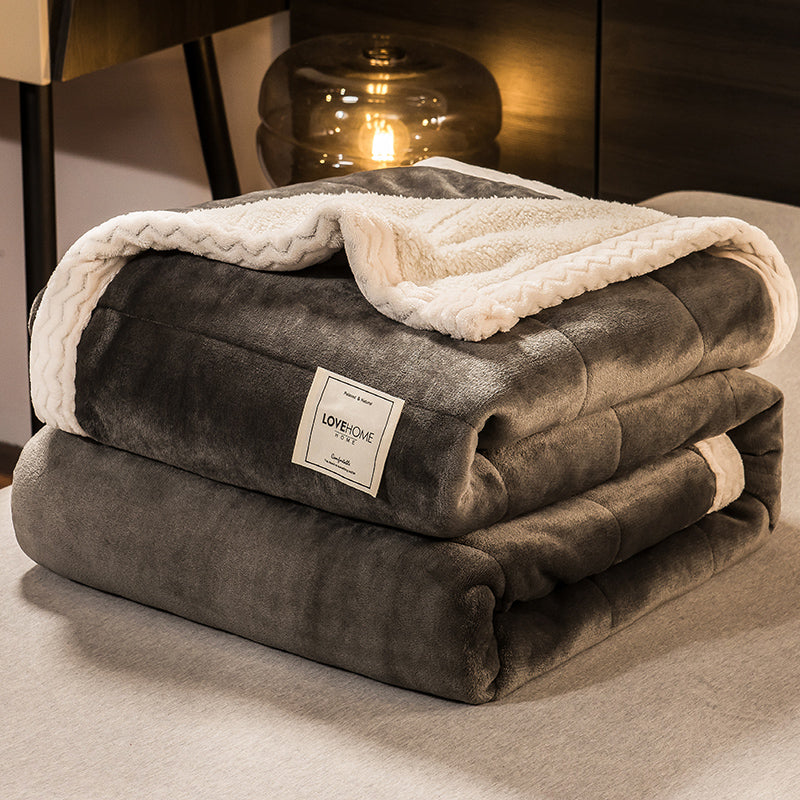 JOLUSERE Plush Sherpa Bed Blanket,60"x80"Reversible Throw Blanket for Bed Couch,Soft Blanket for Adults All Season,Gray
