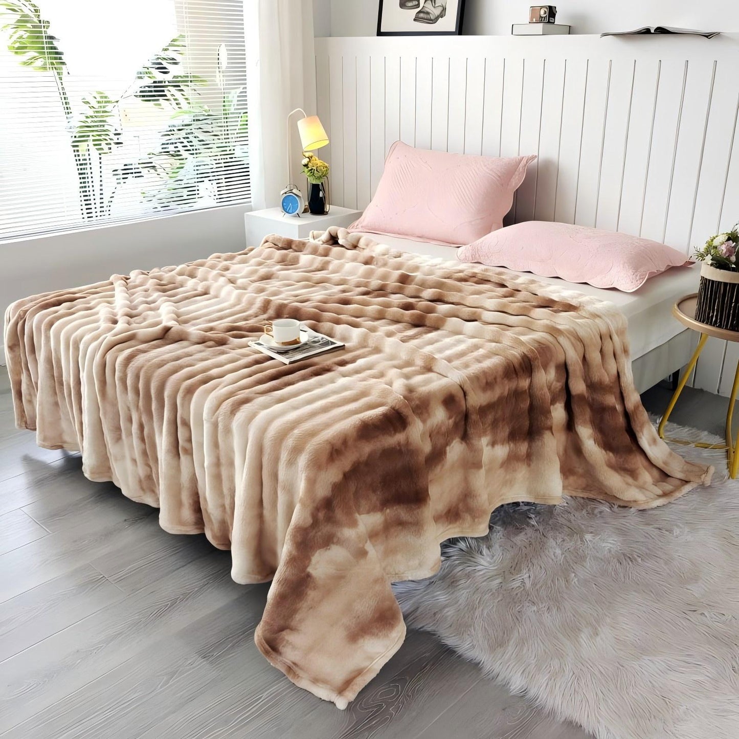 JOLUSERE Velvet Throw Blanket,60"x80" Ultra Soft Fuzzy Throw Blanket for Bed Couch,Bed Blanket for Adults All Season, Brown