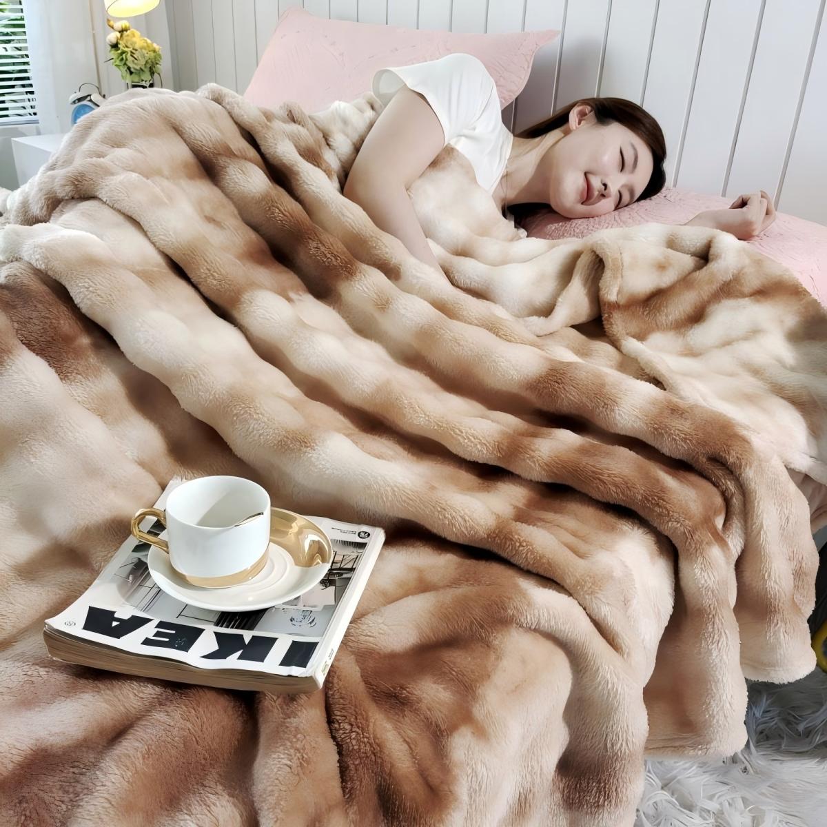 JOLUSERE Velvet Throw Blanket,60"x80" Ultra Soft Fuzzy Throw Blanket for Bed Couch,Bed Blanket for Adults All Season, Brown