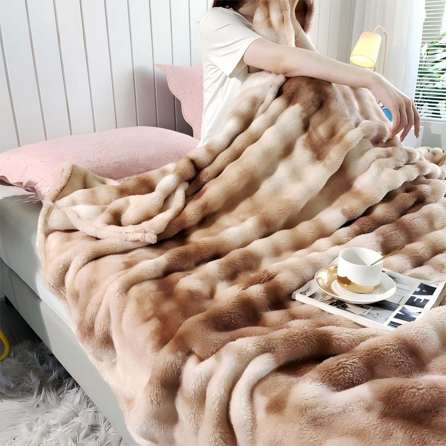 JOLUSERE Velvet Throw Blanket,60"x80" Ultra Soft Fuzzy Throw Blanket for Bed Couch,Bed Blanket for Adults All Season, Brown