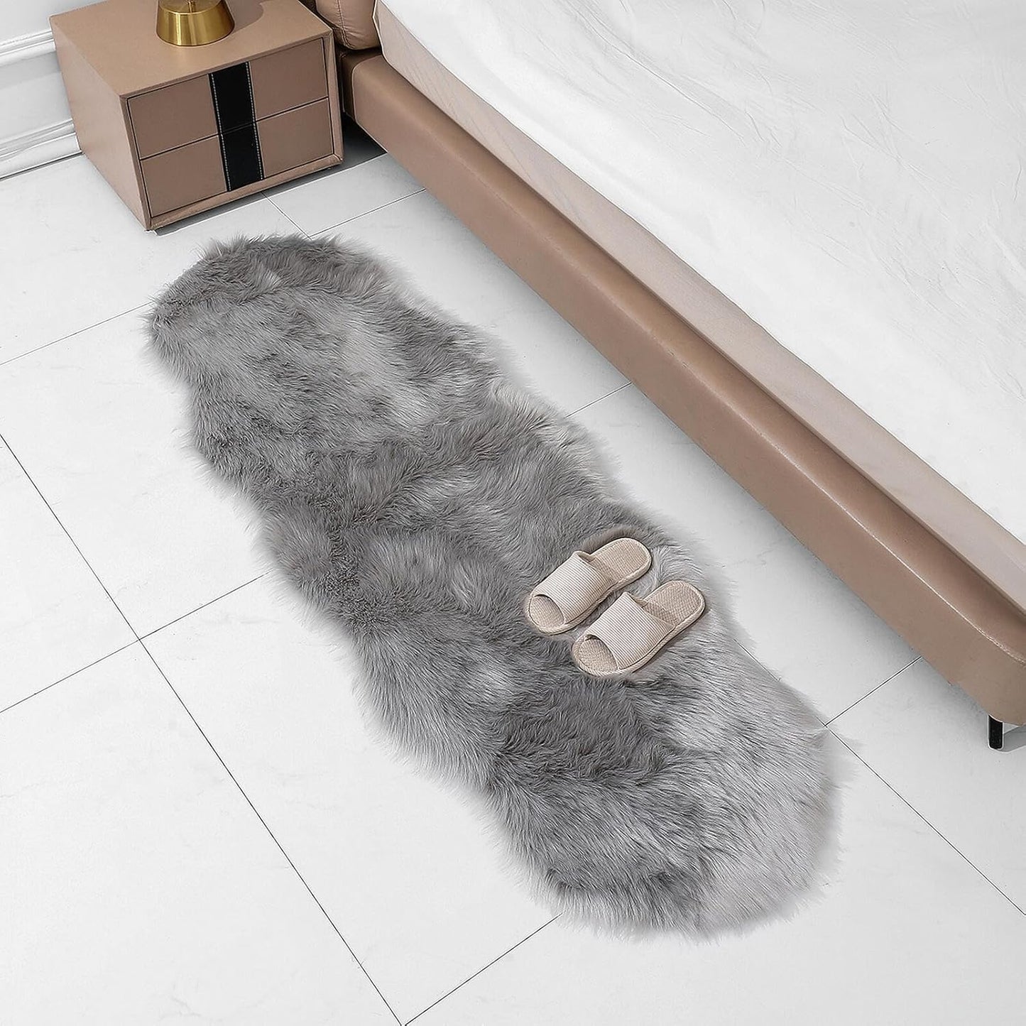 JOLUSERE Luxury Ultra Soft Faux Fur Area Rugs,3'x5'Fuzzy Faux Fur Rugs for Living Room Bedroom,Gray