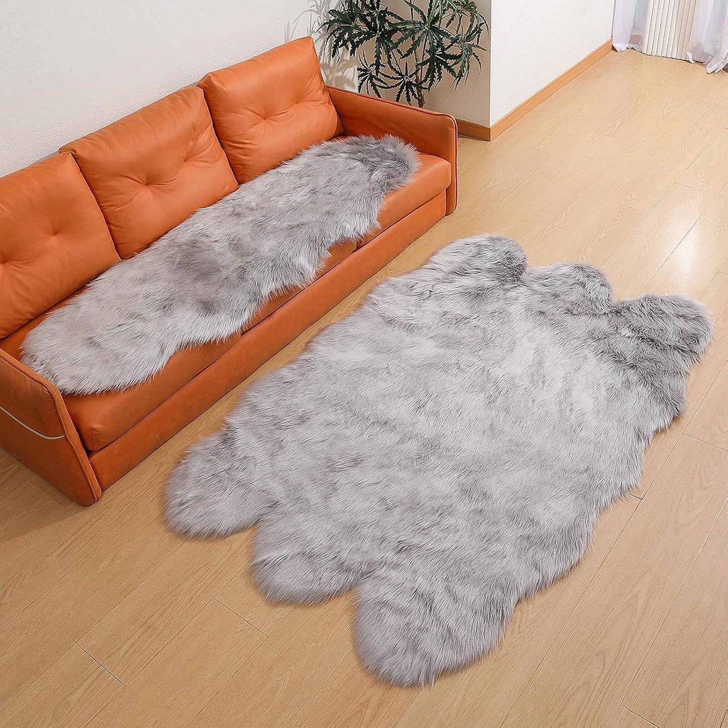 JOLUSERE Luxury Ultra Soft Faux Fur Area Rugs,3'x5'Fuzzy Faux Fur Rugs for Living Room Bedroom,Gray