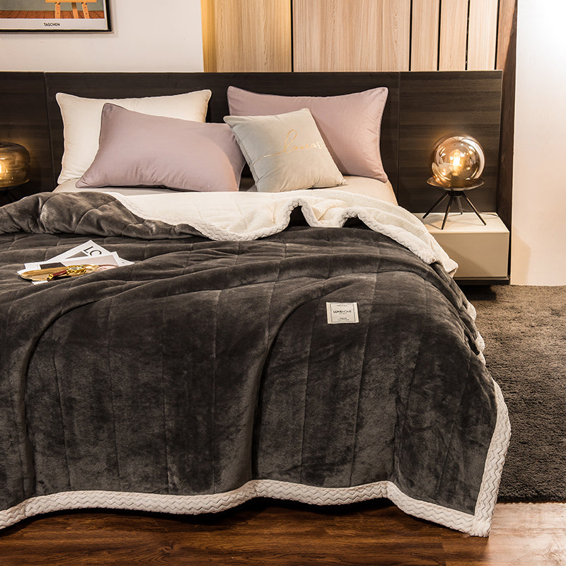 JOLUSERE Plush Sherpa Bed Blanket,60"x80"Reversible Throw Blanket for Bed Couch,Soft Blanket for Adults All Season,Gray