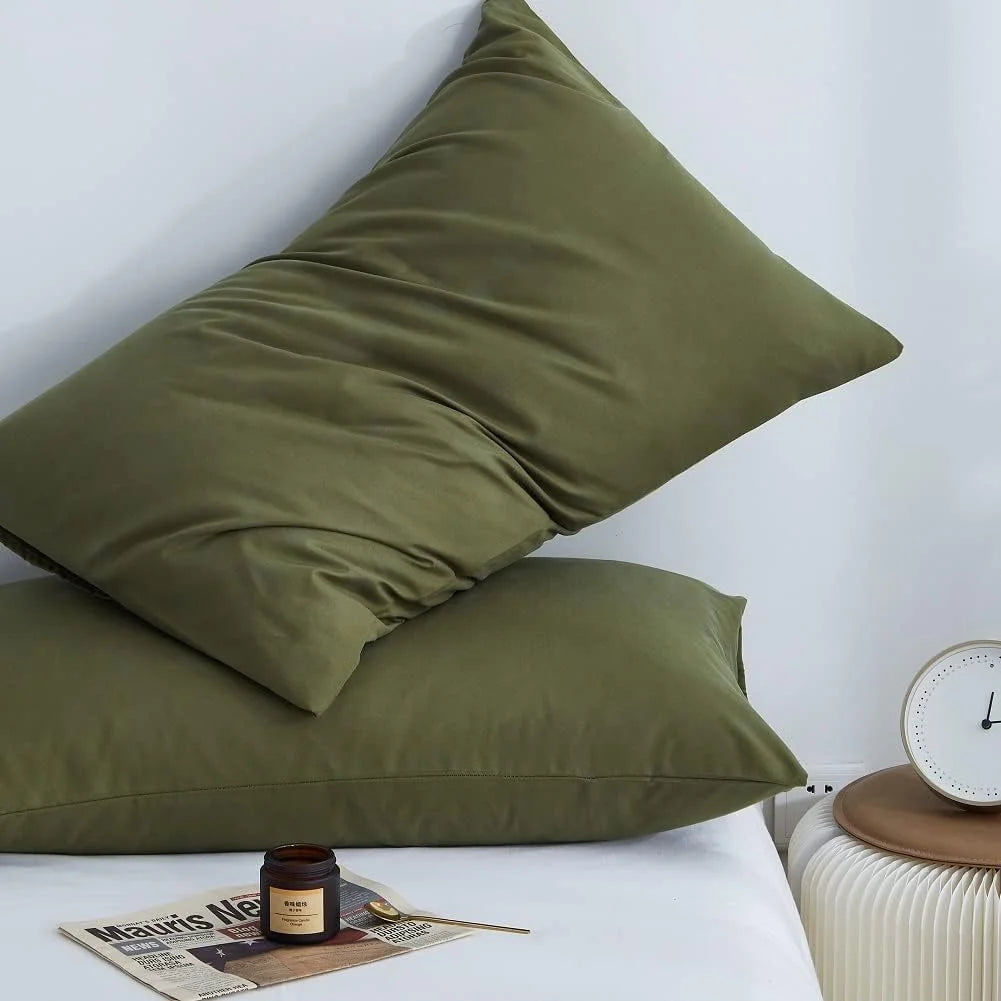 JOLUSERE 3 Piece 100% Washed Cotton Army Green Duvet Cover Set Luxury Soft and Breatheable Bedding Set with Zipper Closure,King Size