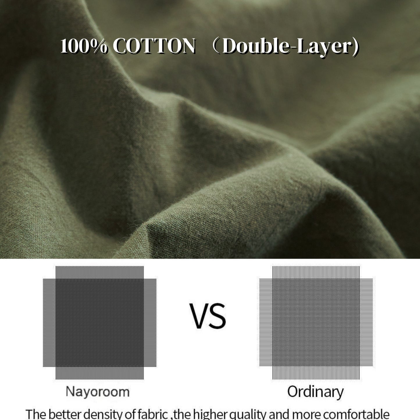 JOLUSERE 100% Organic Yarn-Dyed Cotton Duvet Cover King Set, 3 Pieces Cotton Bedding Duvet Cover,Ultra Soft & Fade Resistant,Forest Green