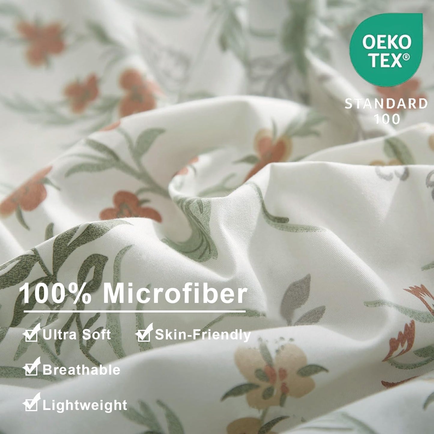 Jolusere Green Leaves King Comforter Sets, 3 Pieces Chic Garden Style Botanical Floral Reversible Bedding Sets for Adults All Season