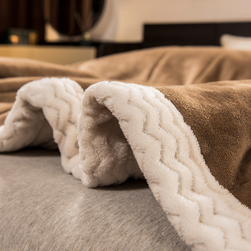 JOLUSERE Plush Sherpa Bed Blanket,60"x80" Reversible Throw Blanket for Bed Couch,Soft Blanket for Adults All Season,Brown