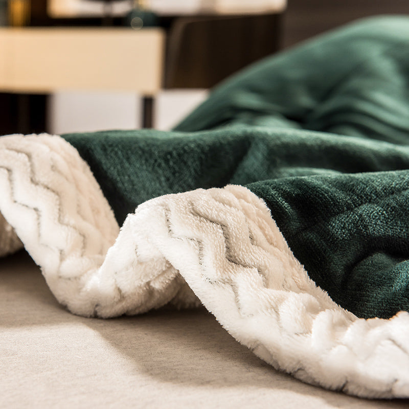 JOLUSERE Plush Sherpa Bed Blanket,60"x80"Reversible Throw Blanket for Bed Couch,Soft Blanket for Adults All Season,Green