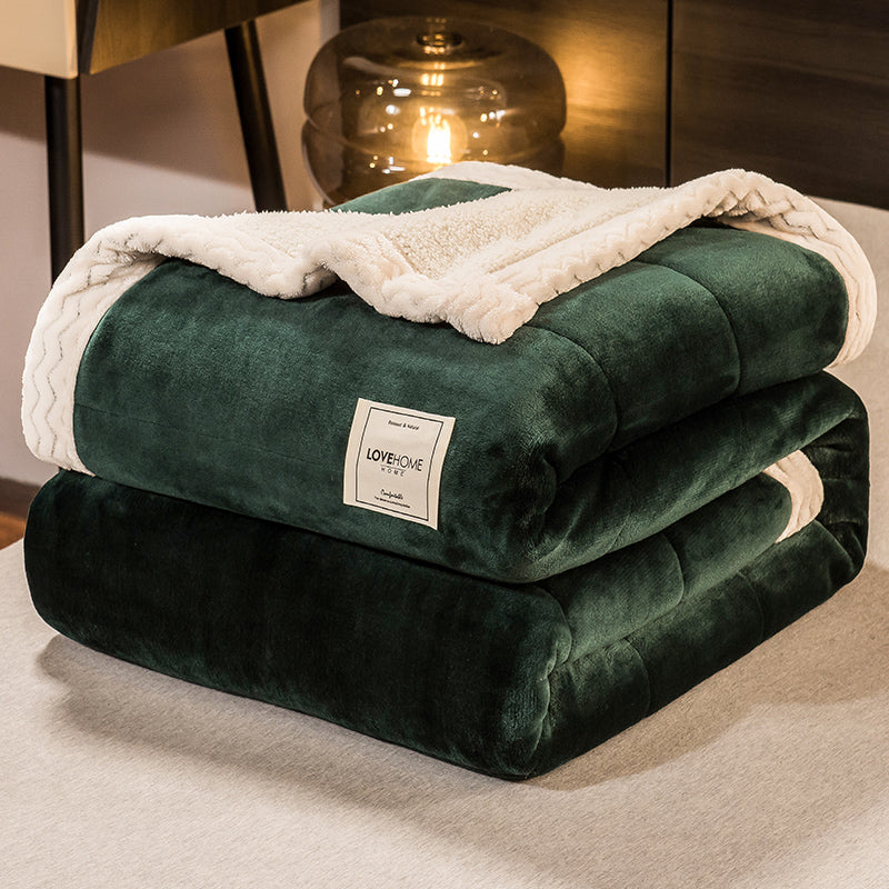 JOLUSERE Plush Sherpa Bed Blanket,60"x80"Reversible Throw Blanket for Bed Couch,Soft Blanket for Adults All Season,Green