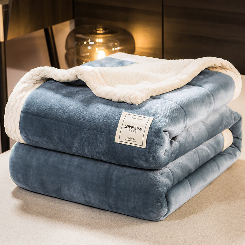 JOLUSERE Plush Sherpa Bed Blanket,60"x80"Reversible Throw Blanket for Bed Couch,Soft Blanket for Adults All Season,Blue