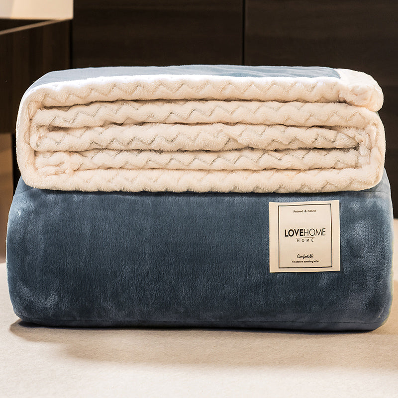 JOLUSERE Plush Sherpa Bed Blanket,60"x80"Reversible Throw Blanket for Bed Couch,Soft Blanket for Adults All Season,Blue