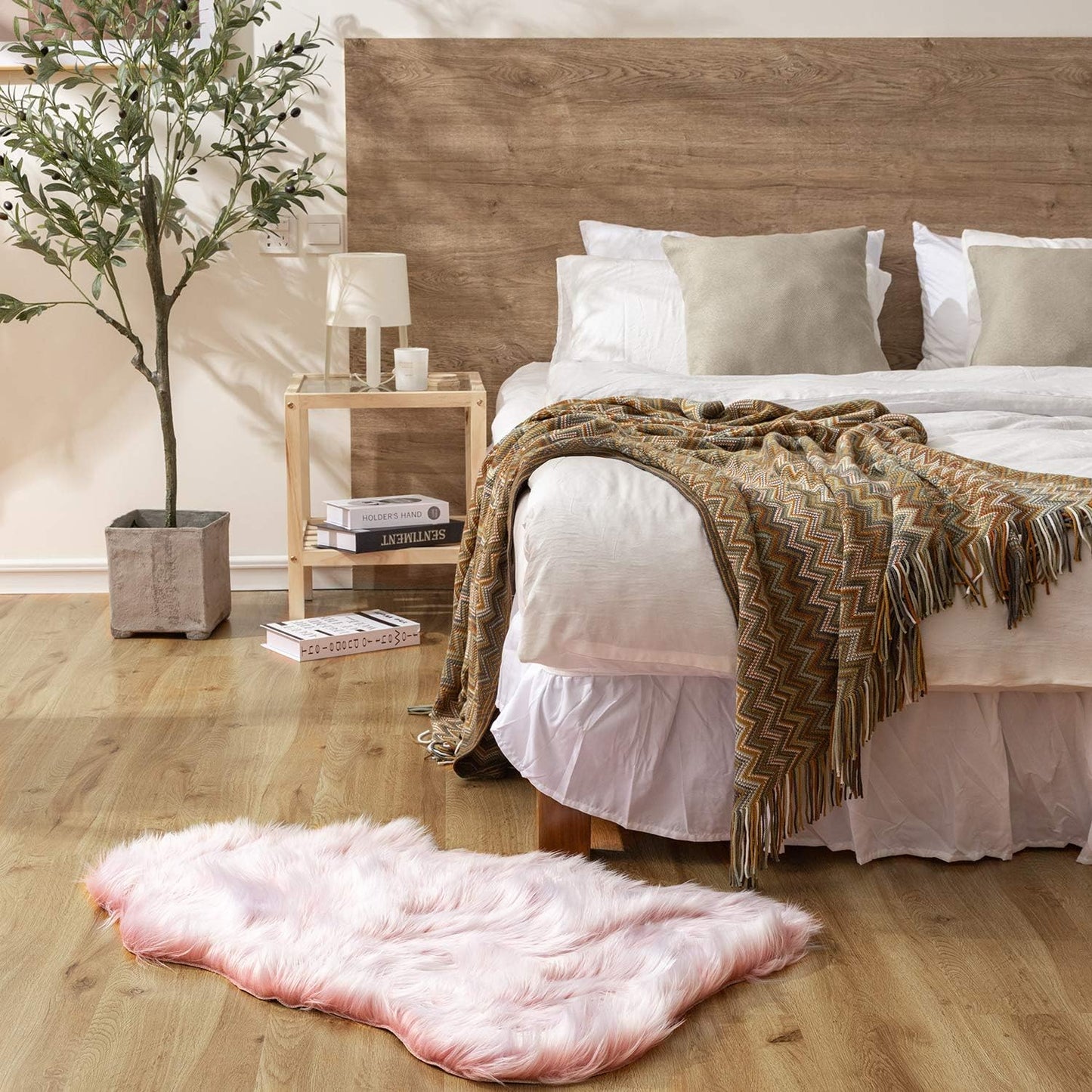 JOLUSERE Luxury Ultra Soft Faux Fur Area Rugs,2'x3'Fur Chair Cover Seat Pad Small Fuzzy Fur Rugs, Pink