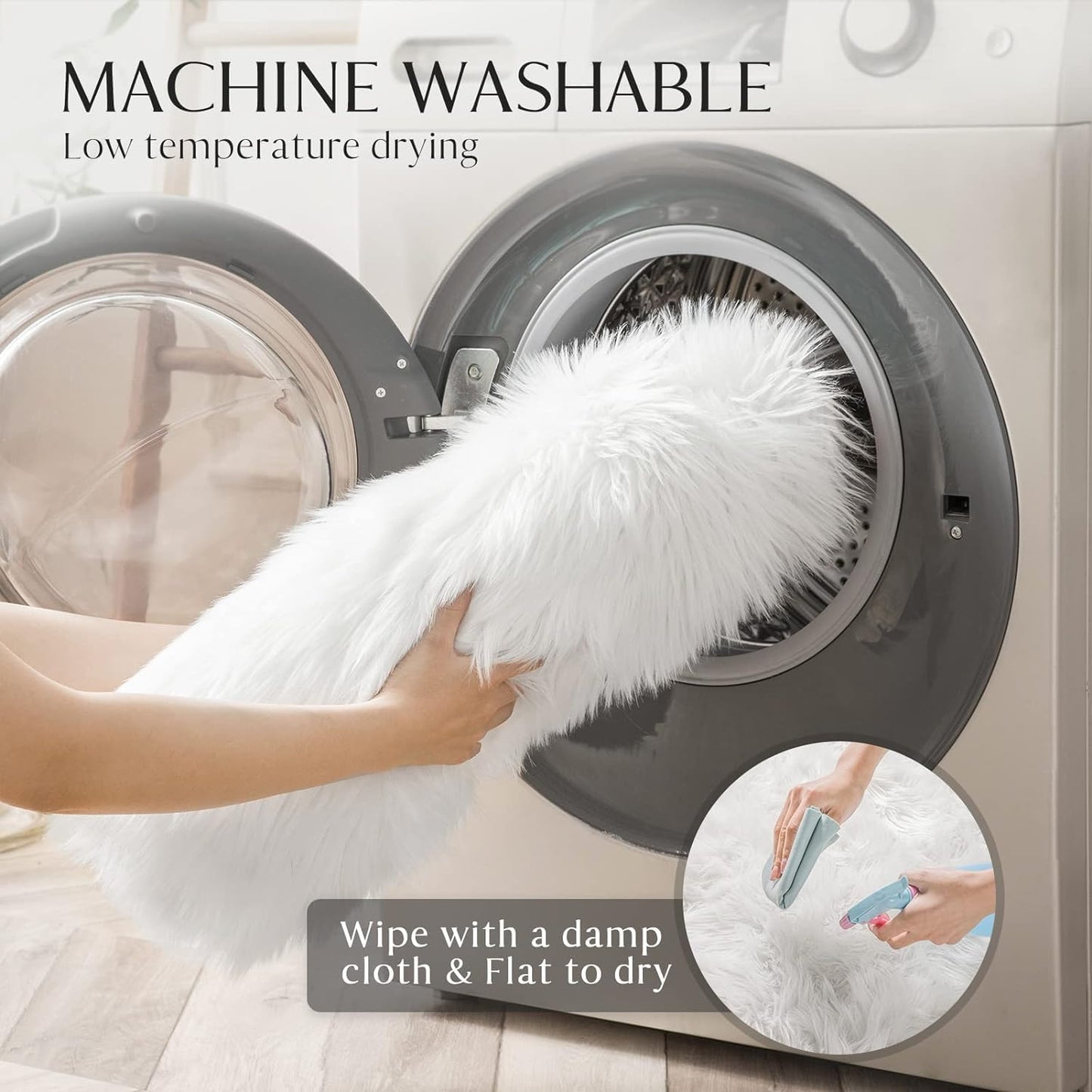 JOLUSERE Luxury Ultra Soft Faux Fur Area Rugs,2'x5'Fuzzy Faux Fur Rugs for Living Room Bedroom, White