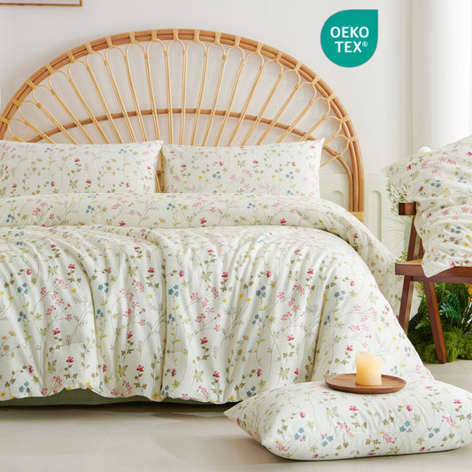 JOLUSERE 100% Organic Cotton Duvet Cover Full Sets,3 Piece Soft Breathable Cotton Duvet Cover Sets,Creamy White