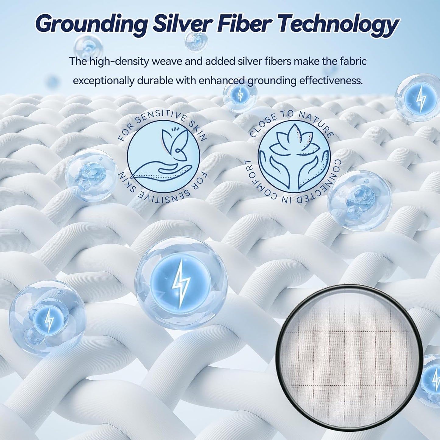 JOLUSERE Grounding Sheets King,90% Organic Cotton + 10% Pure Silver Fiber, Grounding Bed Sheets with Grounding Cord for Healthy Sleep Therapy for Adults,Gray