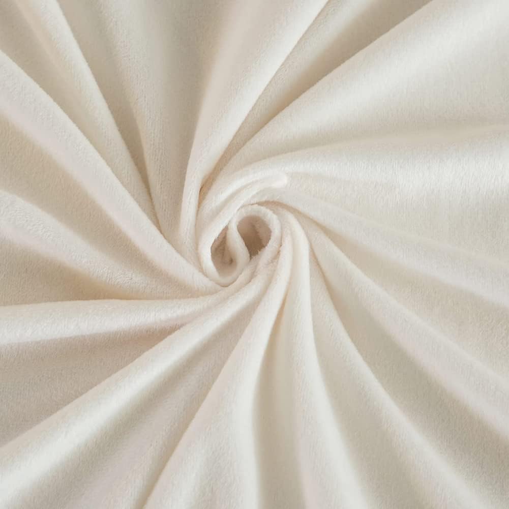 JOLUSERE Cream White Velvet Duvet Cover Queen Set, 3-Piece Ultra Soft Fluffy Flannel Winter Bedding Cover