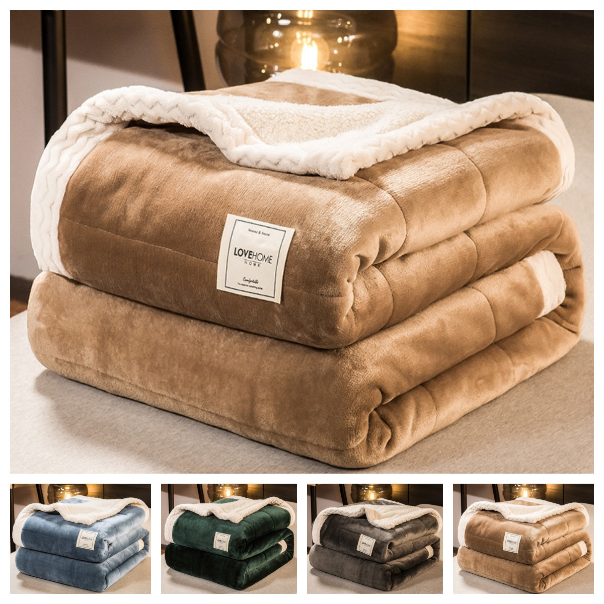 JOLUSERE Plush Sherpa Bed Blanket,60"x80" Reversible Throw Blanket for Bed Couch,Soft Blanket for Adults All Season,Brown