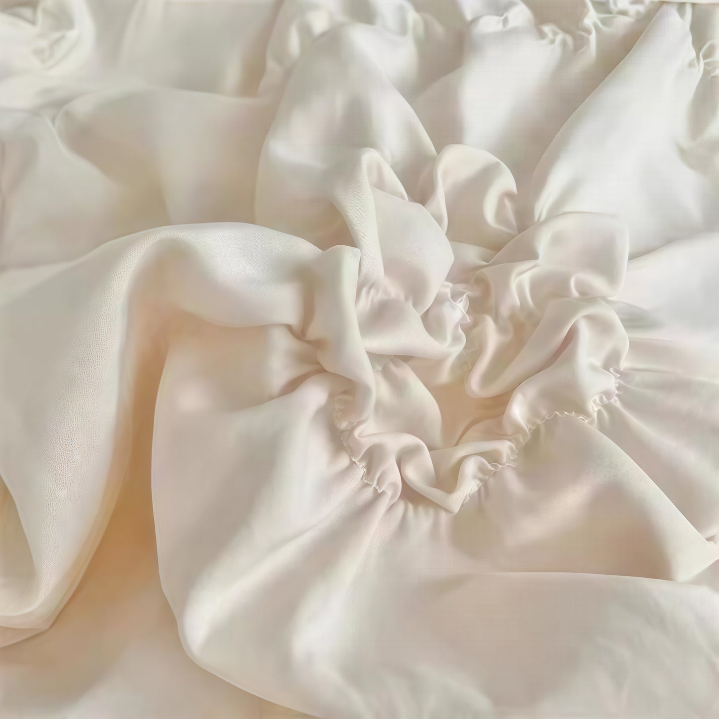 JOLUSERE Rustic French Style Beige Duvet Cover Sets Queen Size, Textured Flower Pinch Pleated Solid Luxury Bedding Sets