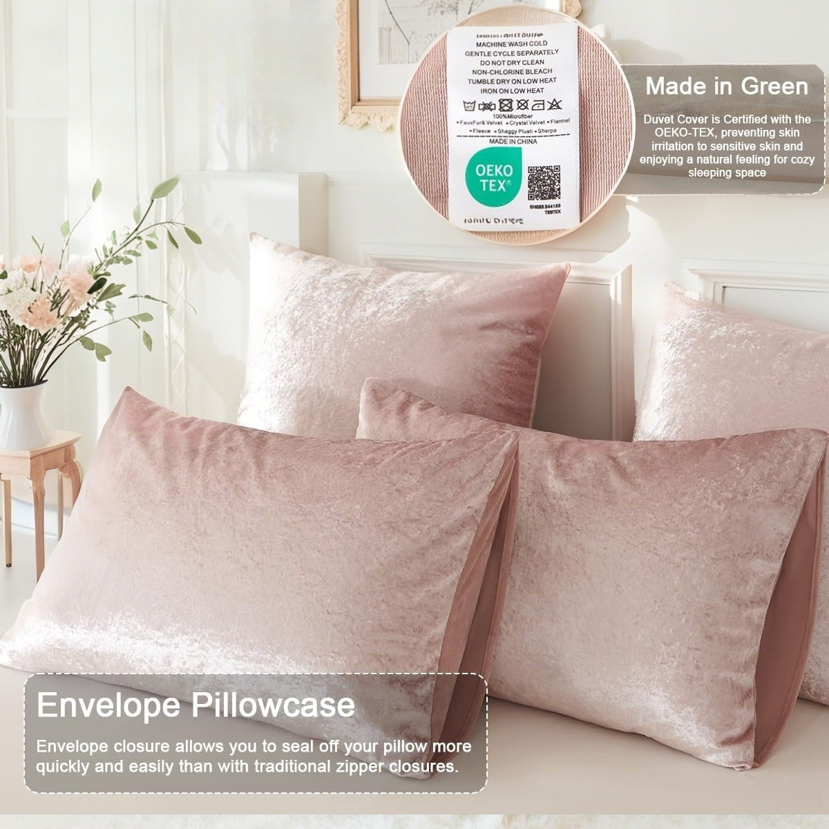 JOLUSERE Cozy Velvet Comforter King Set，Luxury 3-Piece Winter Fluffy Shiny Flannel Warm Reversible Comforter Set, Shiny Pink