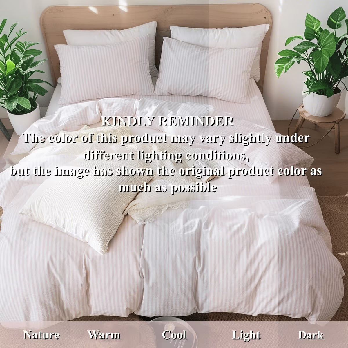 JOLUSERE 100% Cotton Striped Duvet Cover Twin Set, 2-Piece Linen Like Textured Breathable Comforter Cover(Greyish Pink& White Classic Stripes)
