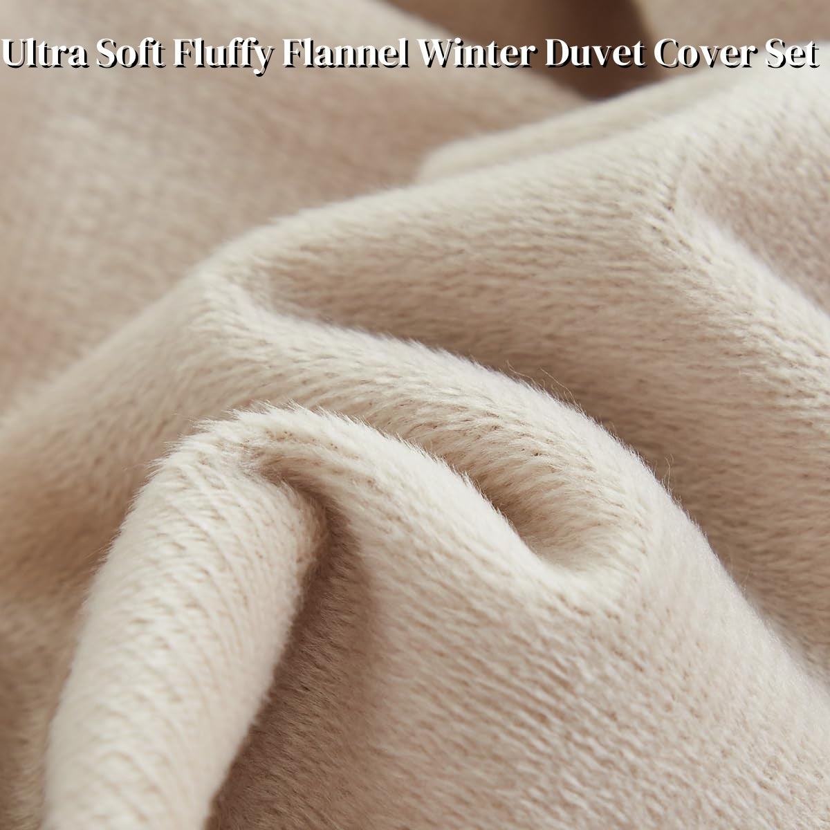 JOLUSERE Oatmeal Beige Velvet Duvet Cover Queen Set, 3-Piece Ultra Soft Fluffy Flannel Winter Bedding Cover