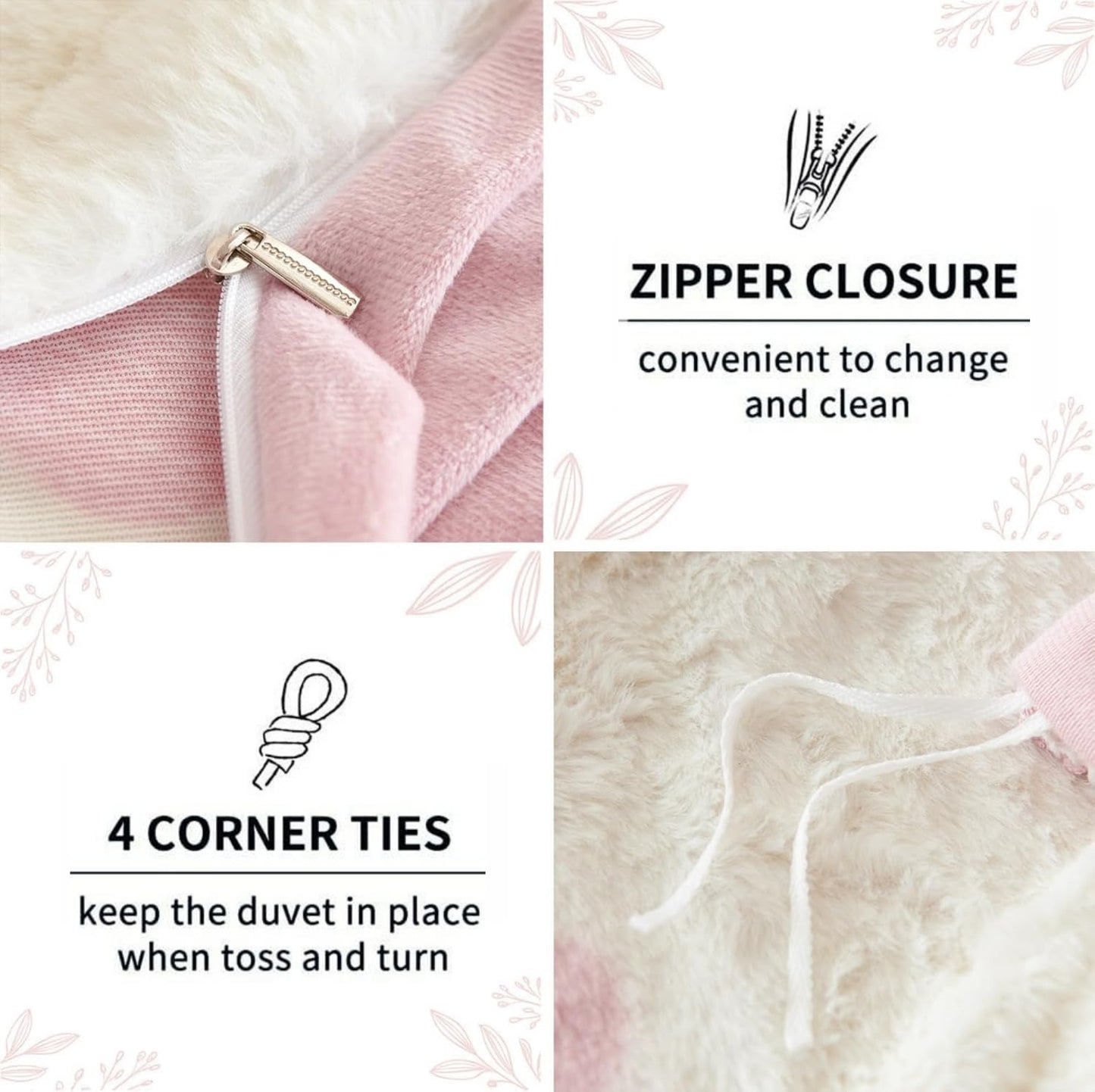 JOLUSERE Fluffy Flannel Duvet Cover Twin Set, 2-Piece Faux Rabbit Fur Luxury Cozy Warm Winter Bedding Set,Pink Heart White