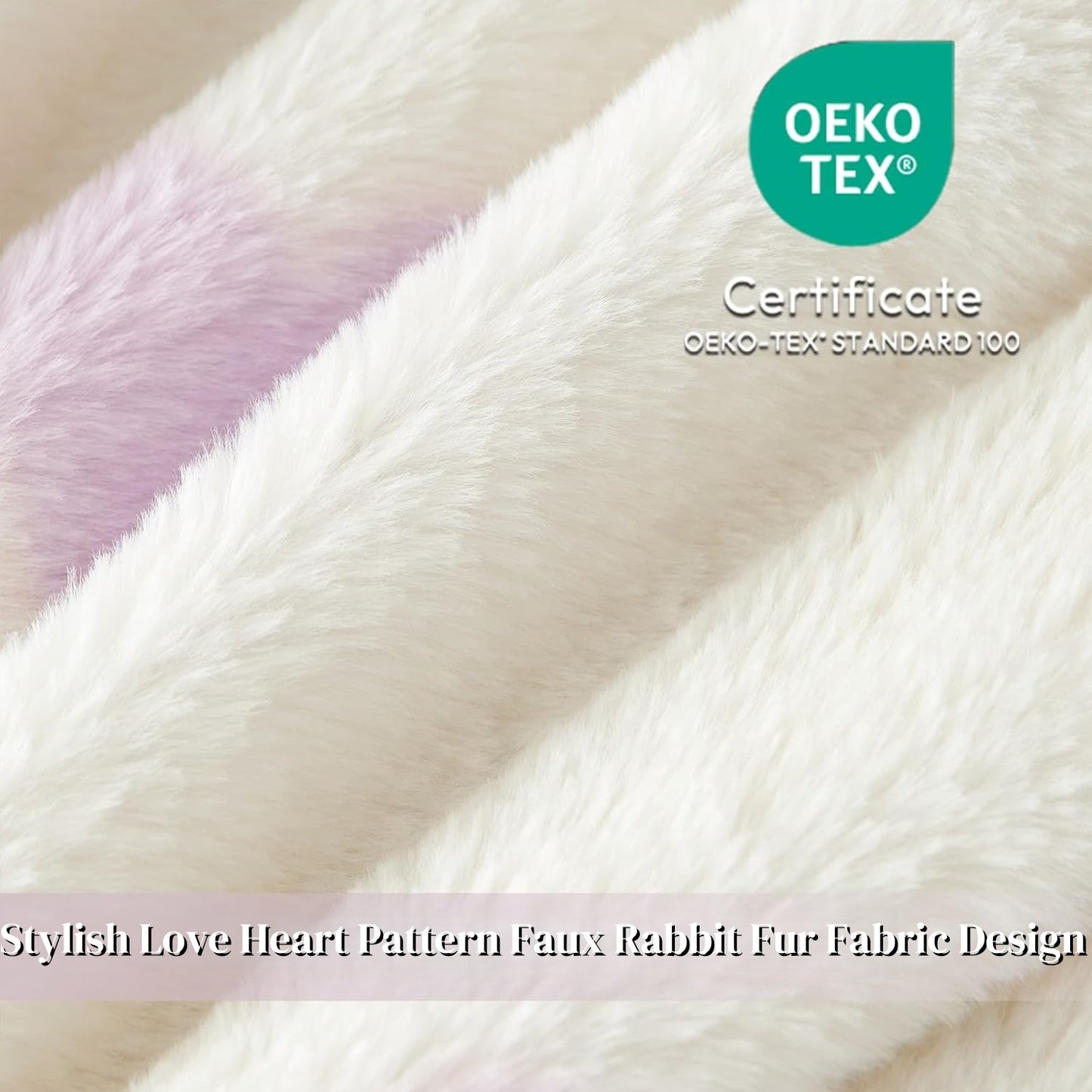 JOLUSERE Fluffy Flannel Duvet Cover Queen Set, 3-Piece Faux Rabbit Fur Luxury Cozy Warm Winter Bedding Set,Purple Heart White