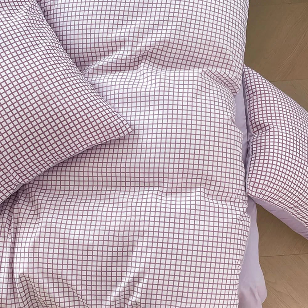 JOLUSERE 2-Piece Soft Breathable Gingham Duvet Cover Twin Set，Purple White Plaid Checkered Comforter Cover
