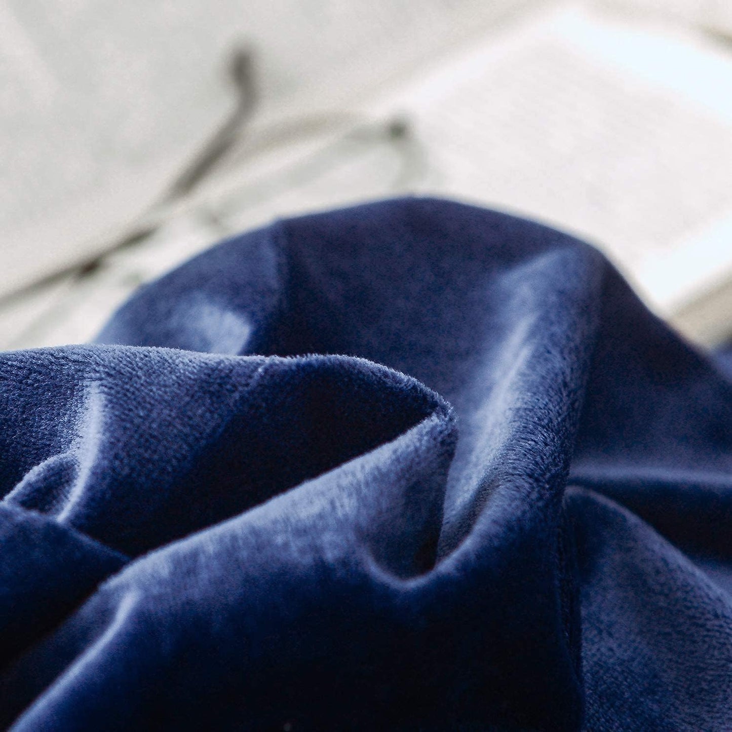 JOLUSERE Navy Blue Velvet Duvet Cover Queen Set, 3-Piece Ultra Soft Fluffy Flannel Winter Bedding Cover