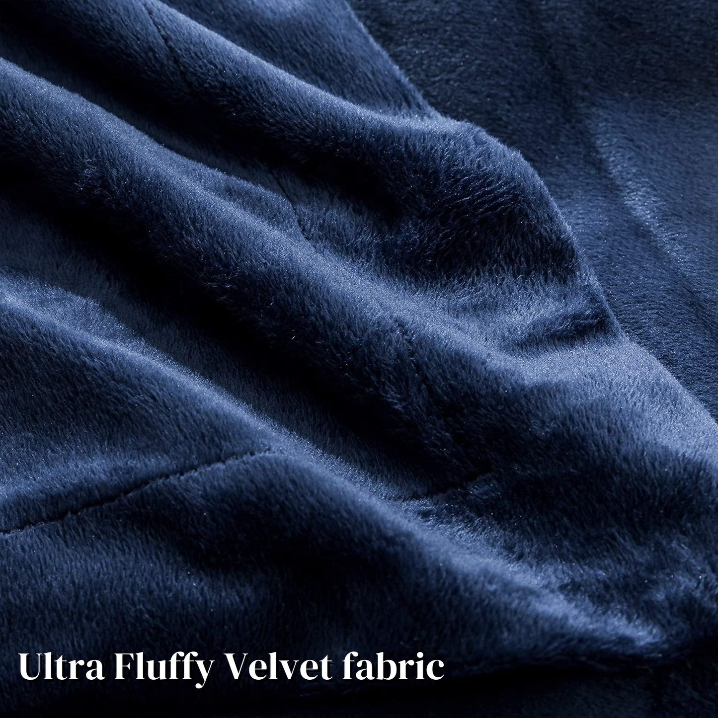 JOLUSERE Navy Blue Velvet Duvet Cover King Set, 3-Piece Ultra Soft Fluffy Flannel Winter Bedding Cover