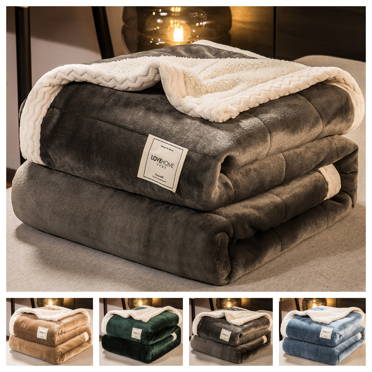 JOLUSERE Plush Sherpa Bed Blanket,60"x80"Reversible Throw Blanket for Bed Couch,Soft Blanket for Adults All Season,Gray