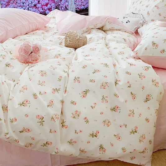 JOLUSERE Pink loyalty Floral Comforter King Sets, 3 Pieces Chic Botanical Pink White Floral Reversible Comforter for All Season