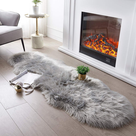 JOLUSERE Luxury Ultra Soft Faux Fur Area Rugs,3'x5'Fuzzy Faux Fur Rugs for Living Room Bedroom,Gray