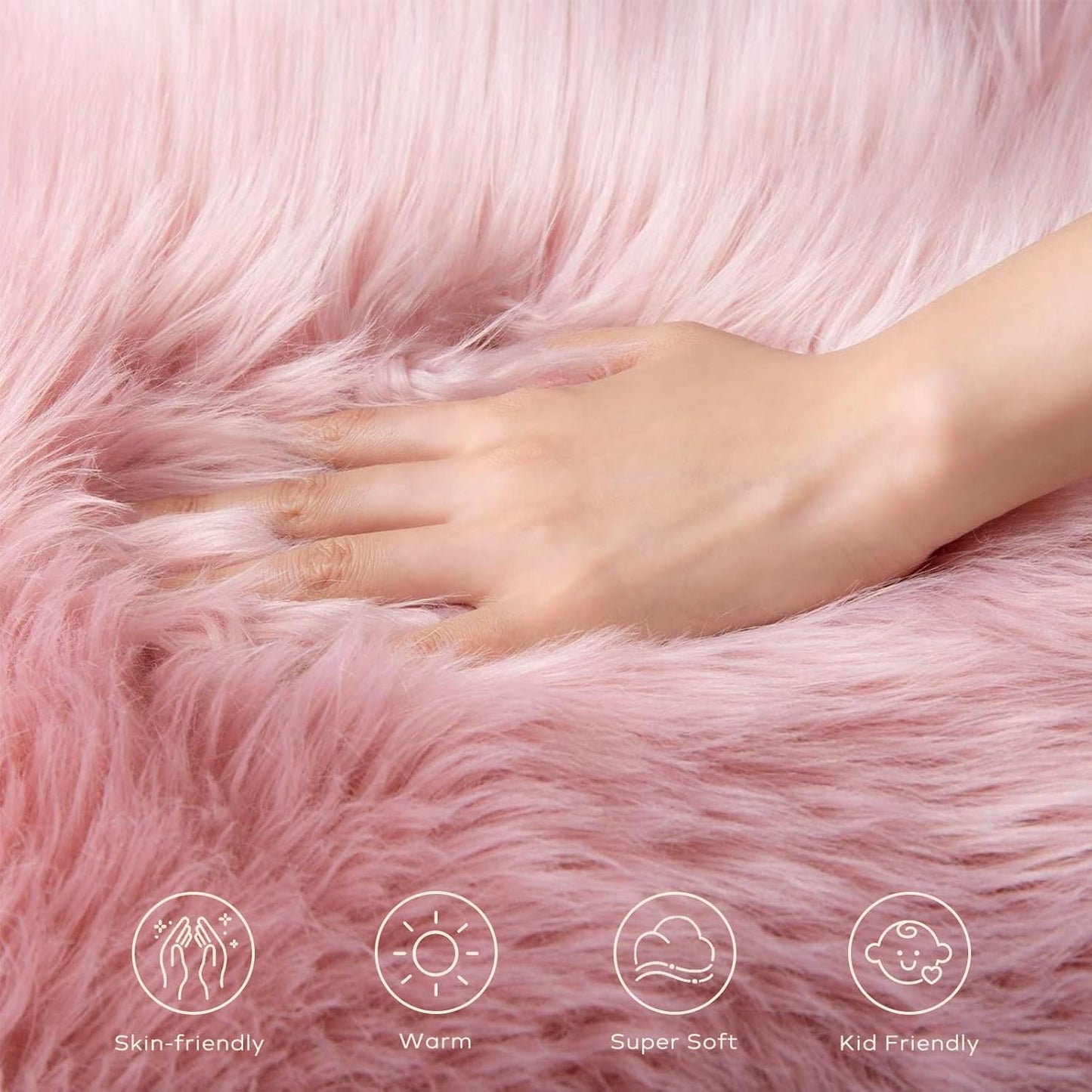 JOLUSERE Luxury Ultra Soft Faux Fur Area Rugs,3'x5'Fuzzy Faux Fur Rugs for Living Room Bedroom, Pink