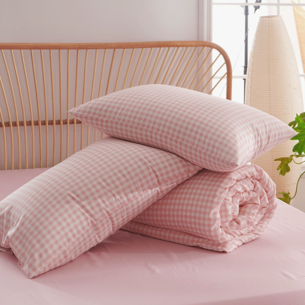 JOLUSERE Soft Pink White Plaid Comforter Full Sets, 3 Pieces Breathable Plaid Buffalo Checkered Comforter for All Season