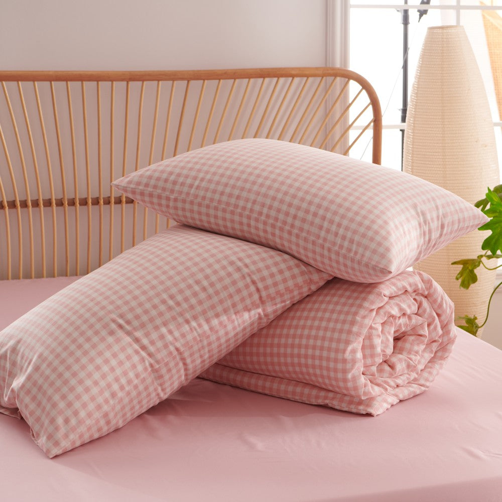 JOLUSERE Soft Pink White Plaid Comforter King Sets, 3 Pieces Breathable Plaid Buffalo Checkered Comforter for All Season